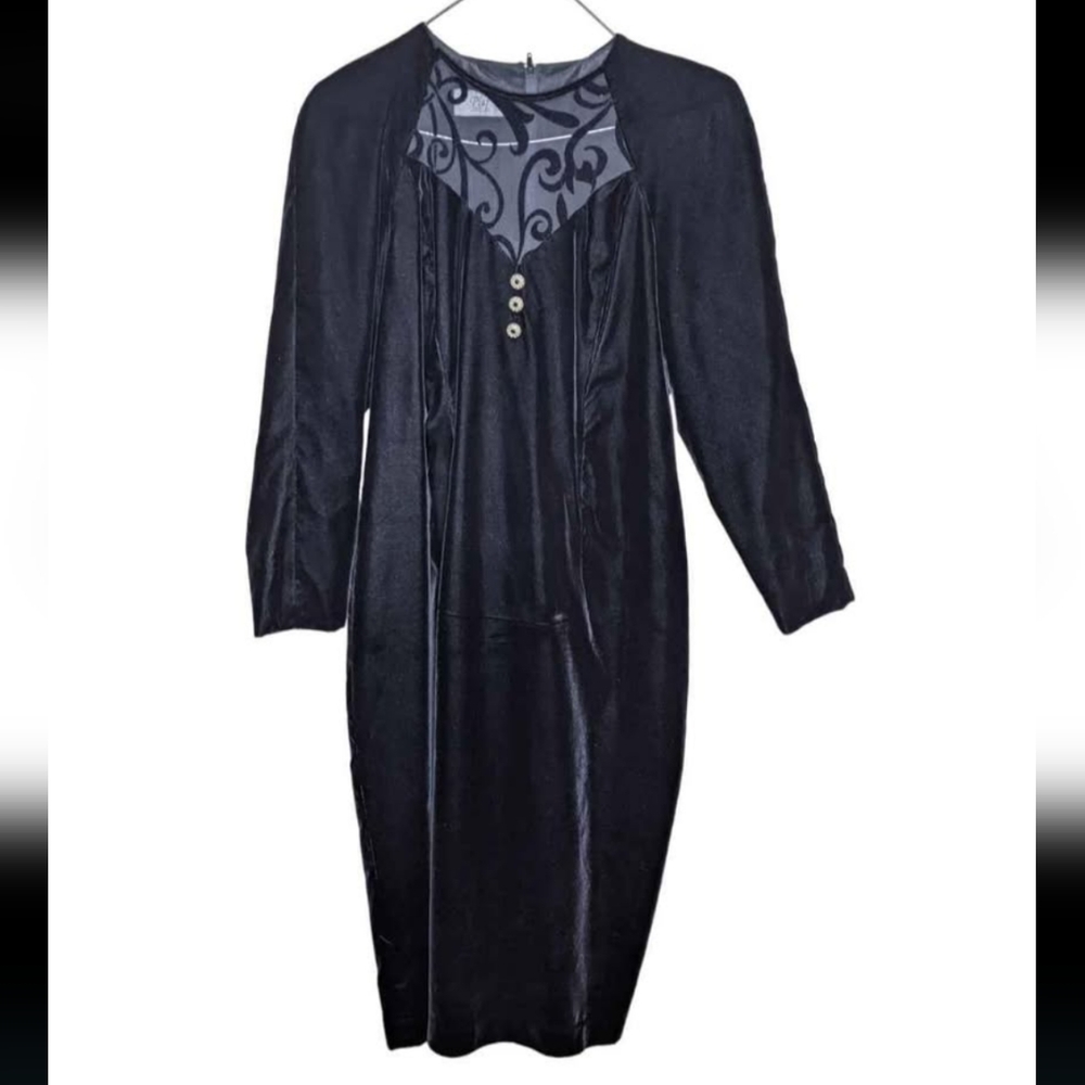 Black velvet 80s formal dress